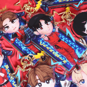 Members of Stray Kids during Thunderous keychains