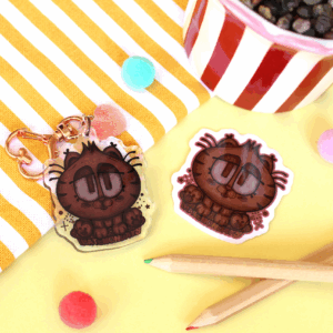 FAT ORANGE CAT KEYCHAIN & STICKER