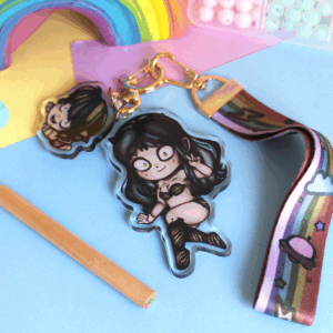 Urusei Yatsura acrylic lanyard keychain featuring Lum and Ten