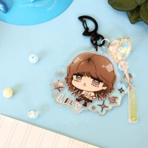 Keychai with a jellyfish of kpop idol Lily from Nmixx